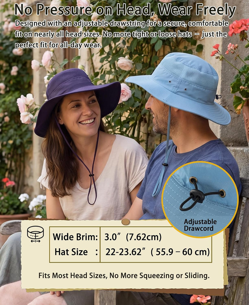 Home Prefer UPF 50+ Men's Sun Hat Wide Brim Bucket Hat UV Protection Hat for Mens Womens Beach Safari Gardening Golf Fishing