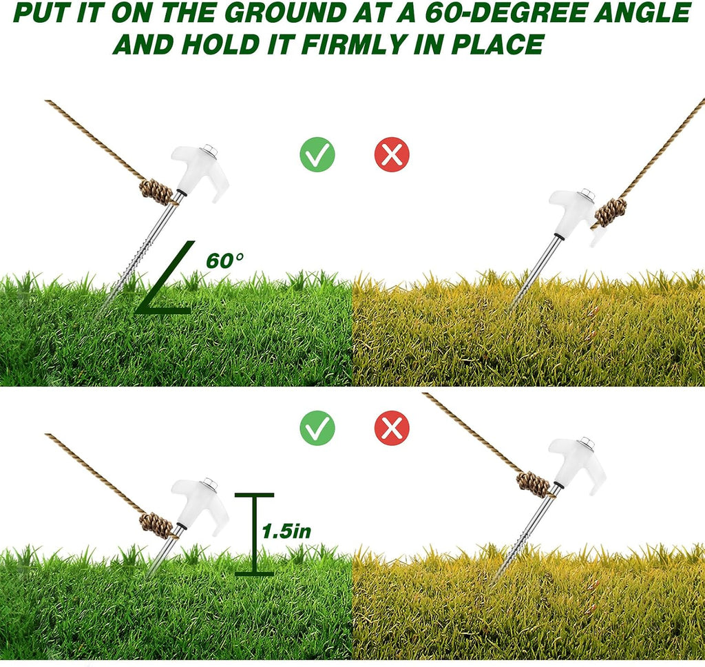 Hicarer 20 Pcs 8" Screw in Tent Stakes Ground Anchors, Luminous White