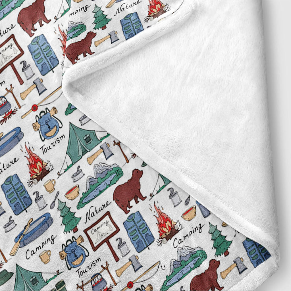 Large Fleece Travel Throw Blanket for Couch, Sofa, Camping Throw Blanket, Outdoor Super Soft and Warm Blankets, Camper Throw All Season Use, Cozy, Plush, Lightweight, 50"X60"