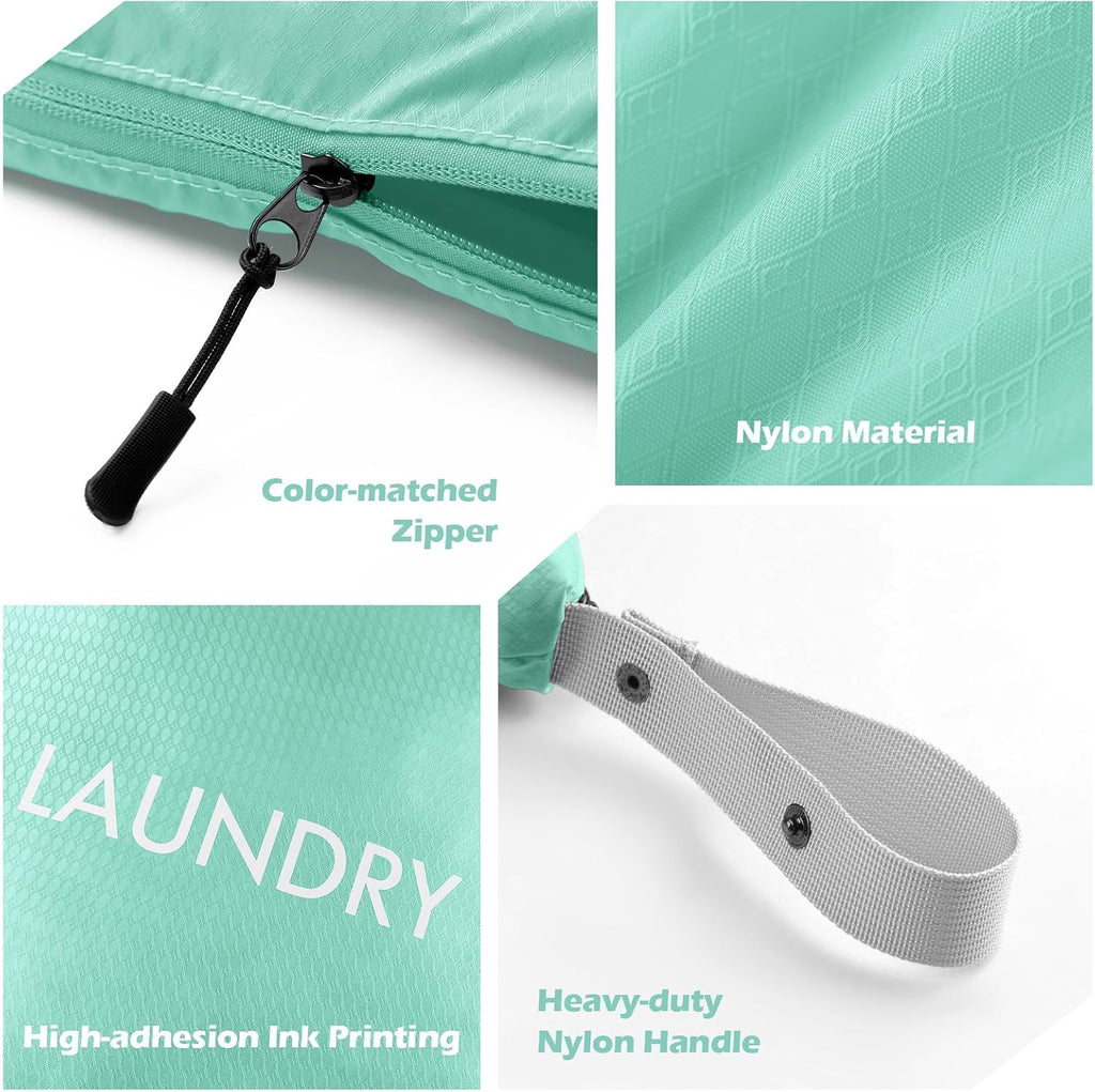 WiseBoy 2-Pack Laundry Bags, Travel Dirty Clothes Bag Zippered with Handle