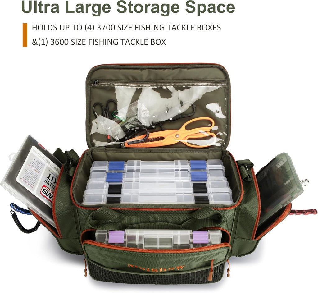 Fishing Tackle Box Bag - Fishing Bags for Saltwater or Freshwater (#Green) Fishing Tackle Bags - Padded Shoulder Strap - Tackle Bag for 3600 3700 Tackle Box