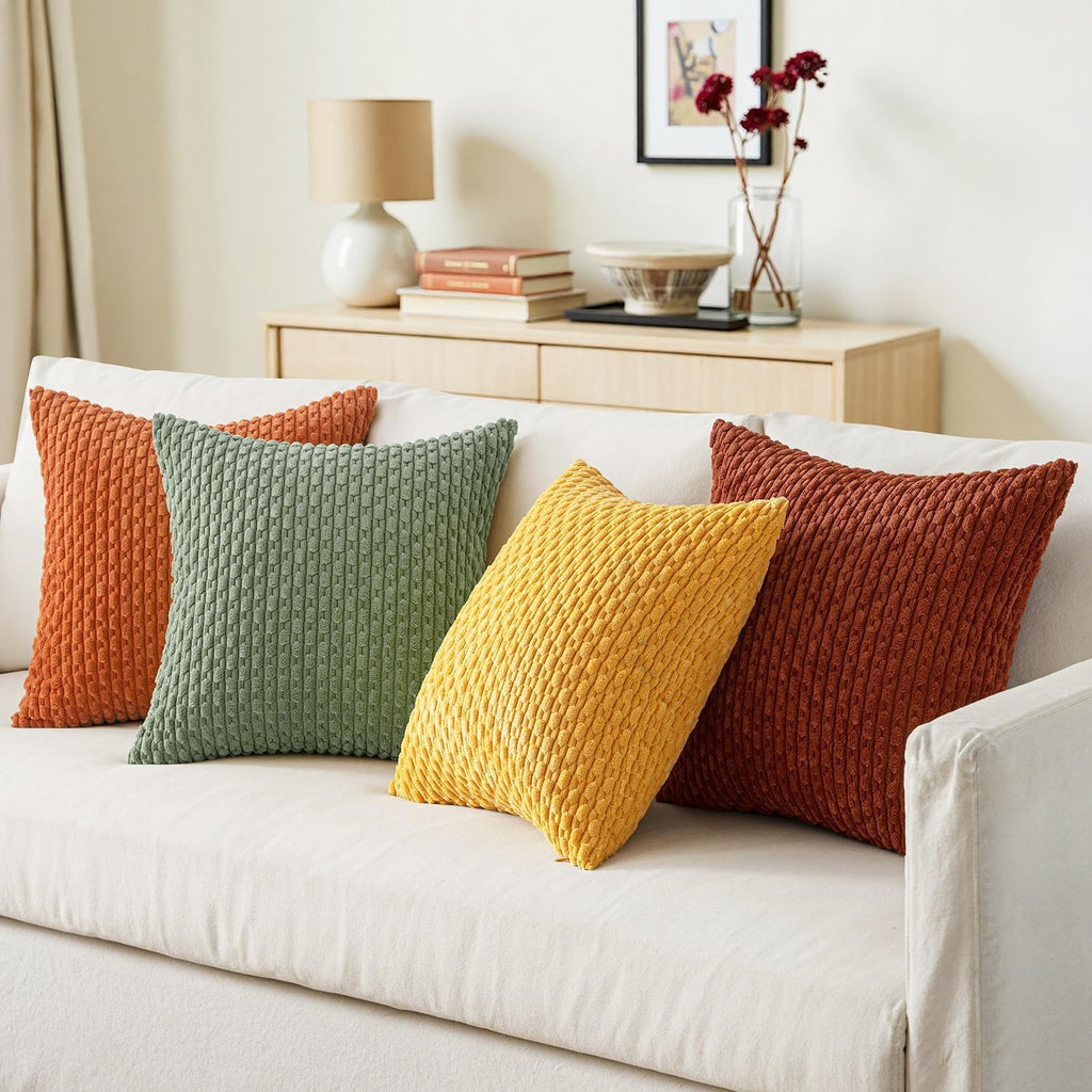 MIULEE Fall Burnt Orange Decorative Throw Pillow Covers 18x18 Set of 4