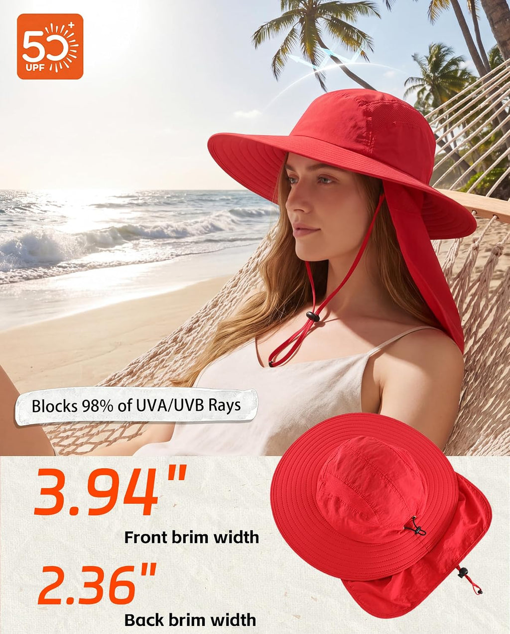 Home Prefer UPF 50+ Sun Hat with Neck Flap Wide Brim Fishing Hat for Men