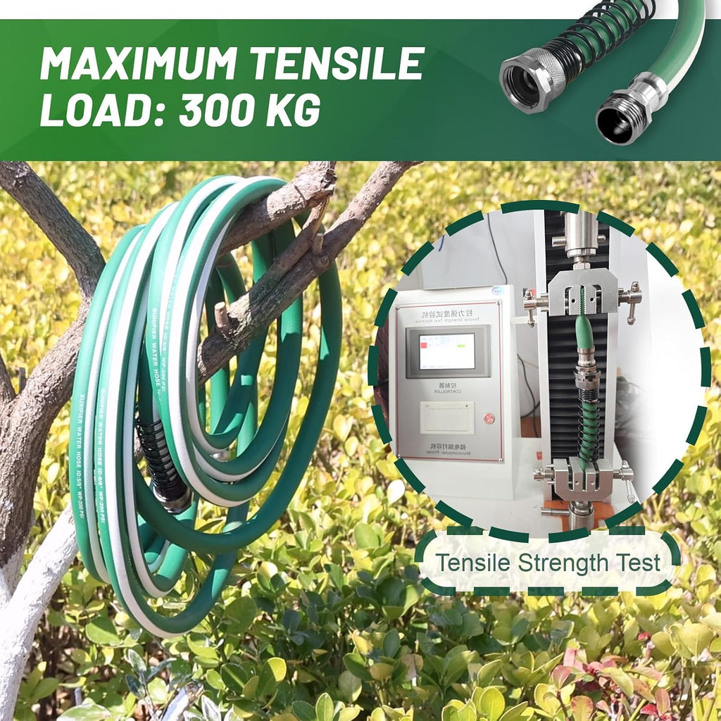 Hybrid Rubber Garden Hose 100 ft with Heavy Duty Solid Fittings