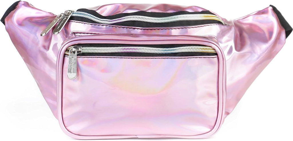 SoJourner Waterproof Holographic Fanny Pack, Pale Pink