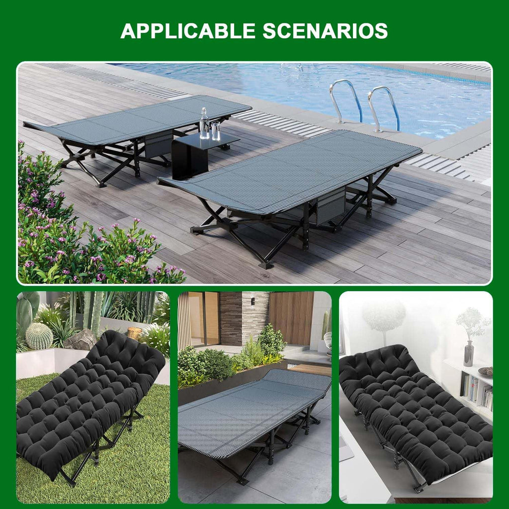 Camping Cot, 28'' Wide Sleeping Cots for Adults, Folding Bed with Pad & Bag
