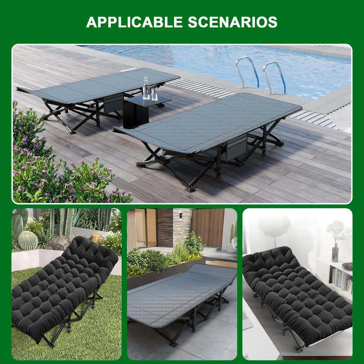 Camping Cot, 28'' Wide Sleeping Cots for Adults, Folding Bed with Pad & Bag