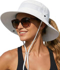 Women's Sun Hat Sun Protection Wide Brim Bucket with Ponytail Hole Summer