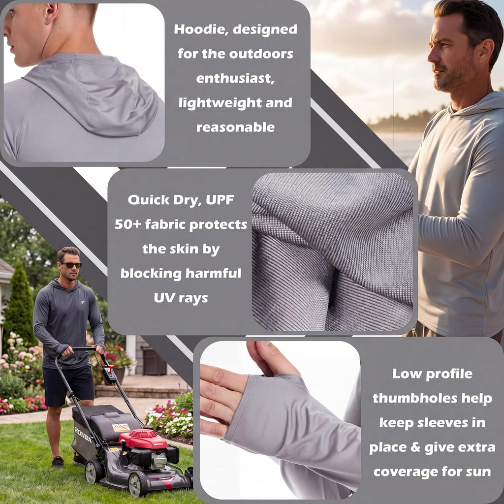 3 Pack Men's UPF 50+ Sun Protection Shirts Fishing Hoodie Long Sleeve