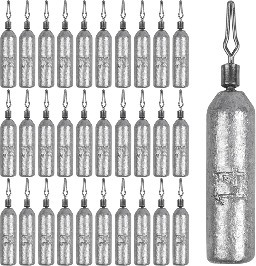 30 Pack Drop Shot Weights Skinny Pencil Sinkers for Bass Fish Drop Shot Rig