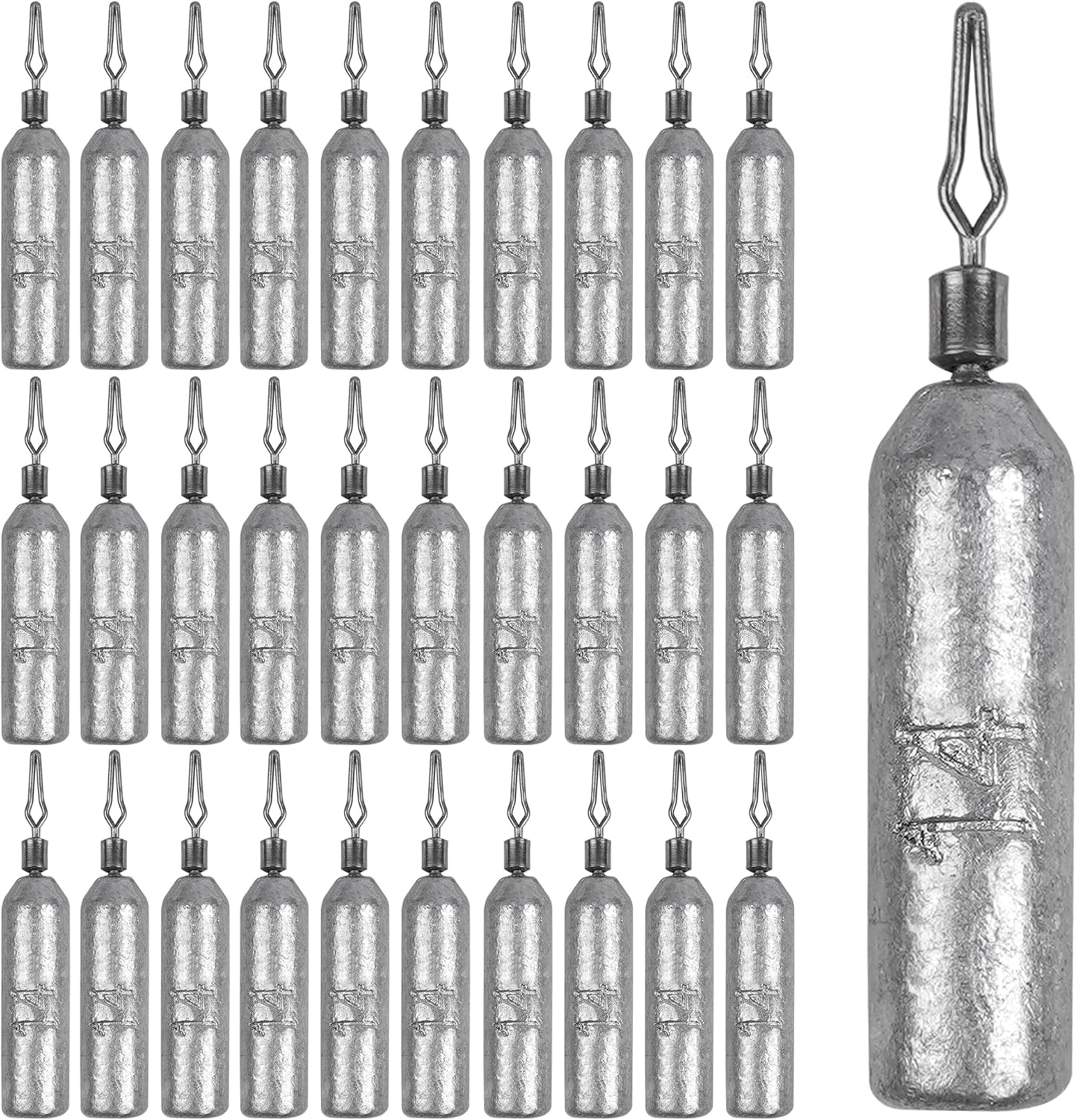 30 Pack Drop Shot Weights Skinny Pencil Sinkers for Bass Fish Drop Shot Rig