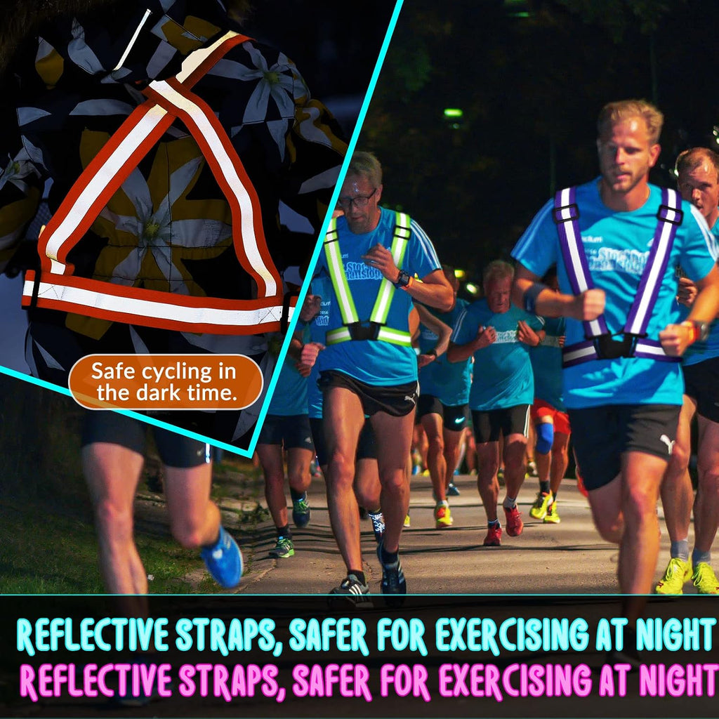 Macarrie 15 Pcs High Visible Reflective Running Vest Bulk Adjustable Safety Vest Elastic Straps Gear Night Walking Outdoor