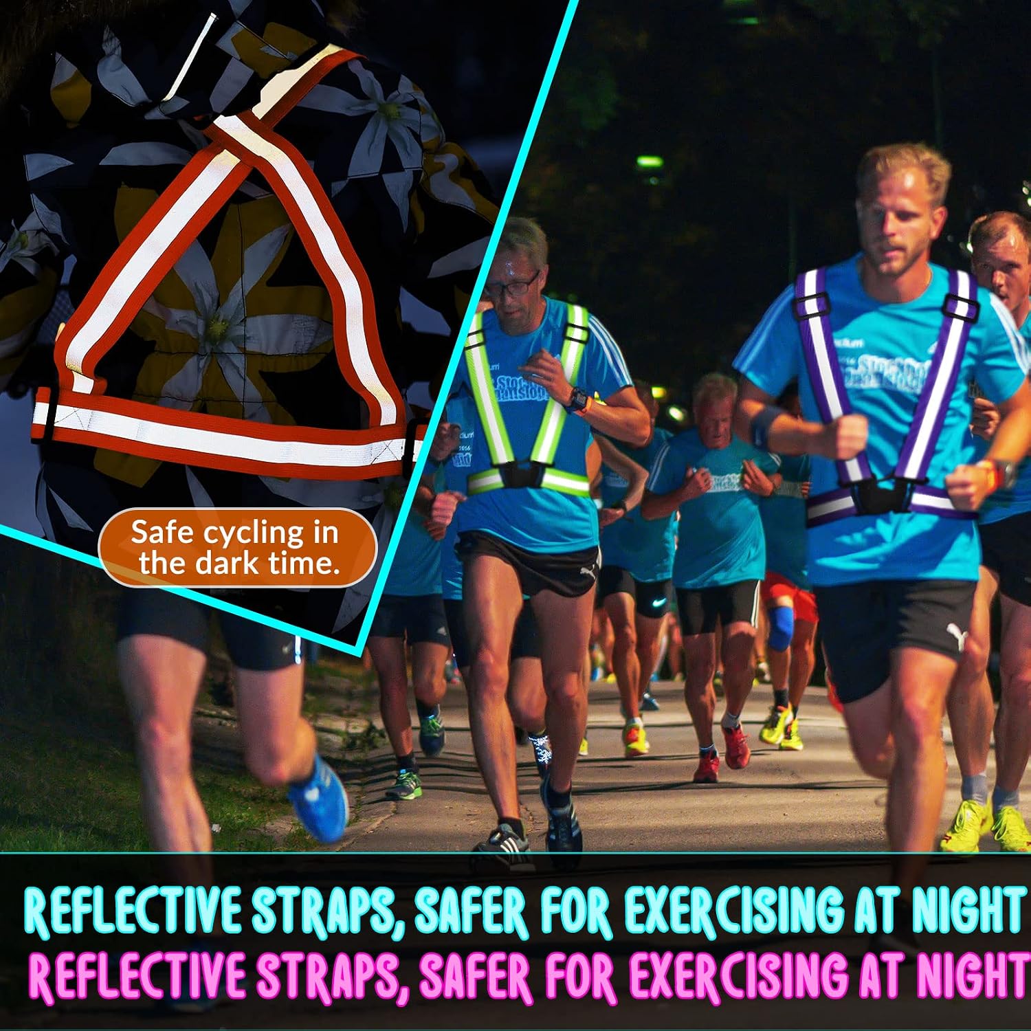 Macarrie 15 Pcs High Visible Reflective Running Vest Bulk Adjustable Safety Vest Elastic Straps Gear Night Walking Outdoor