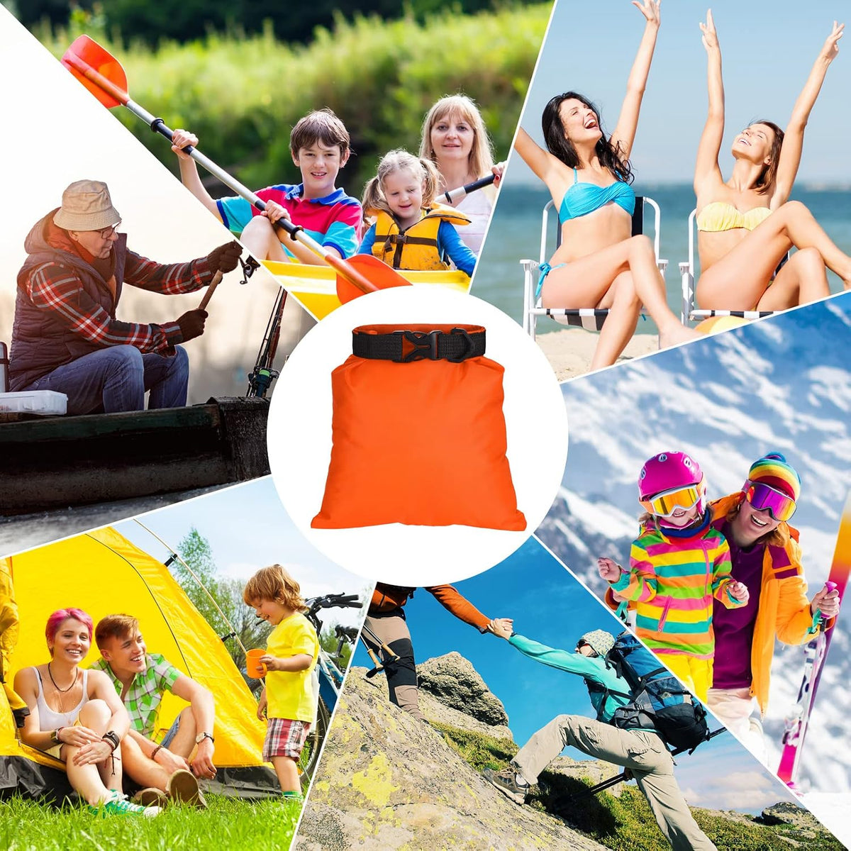 LEIFIDE 10 Pcs Ultralight Waterproof Dry Bags 5 Sizes Roll Top
