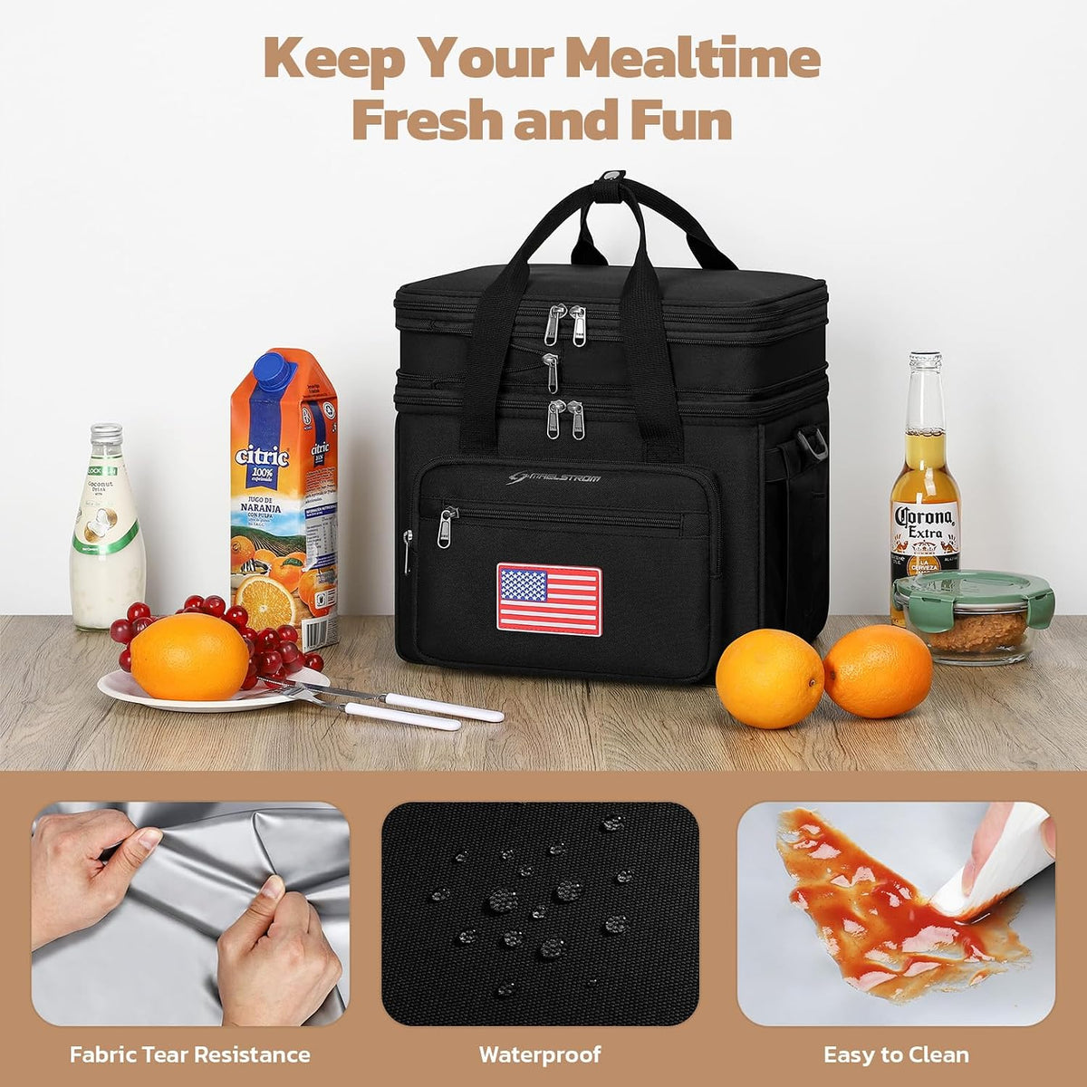 Maelstrom 23L Insulated Lunch Box, Expandable Double Deck Cooler Bag