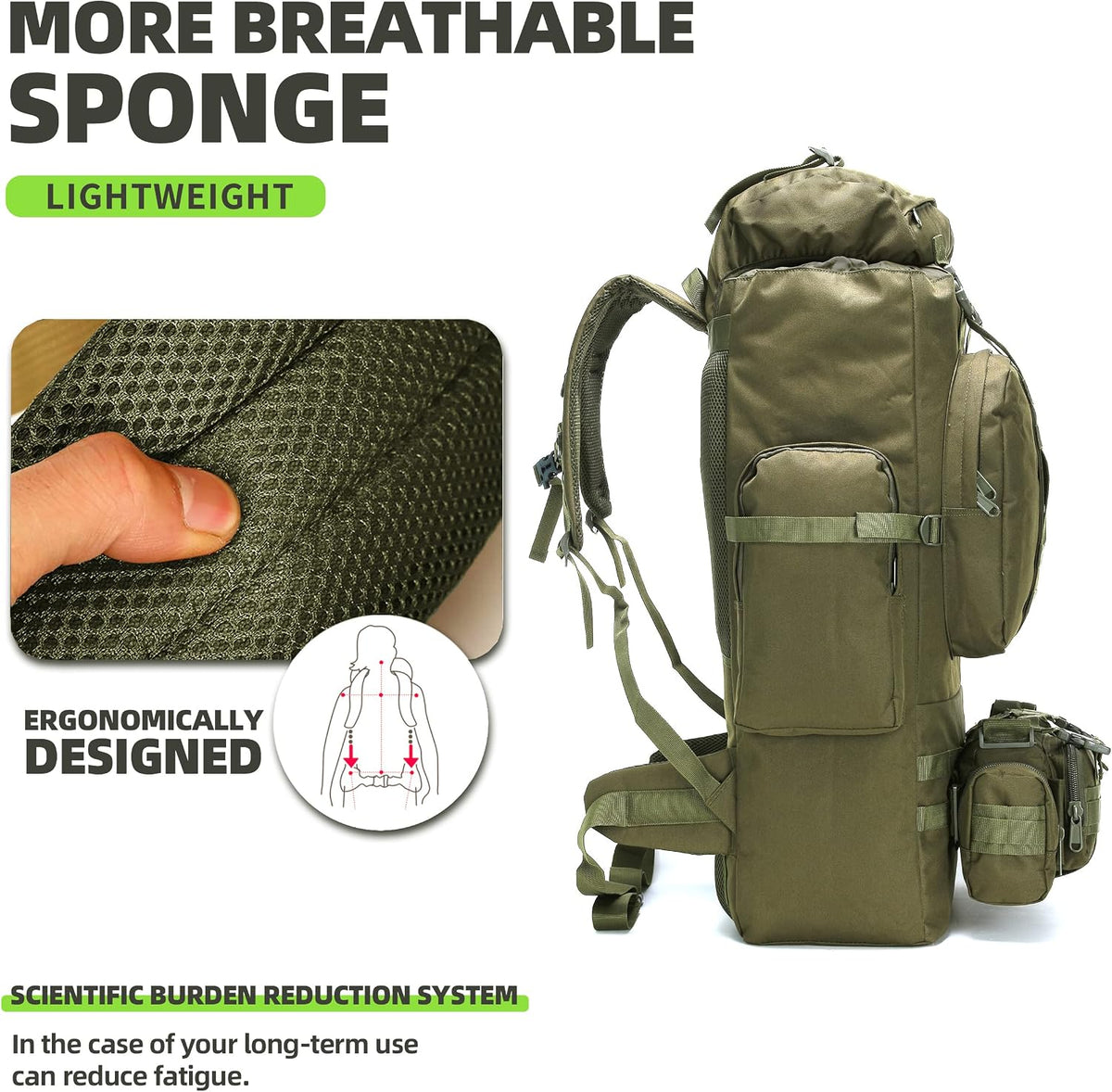 King'sGuard 100L Camping Hiking Backpack Molle Rucksack Military Camping Backpacking Daypack