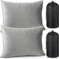 SmoothNovelty 2 Pack Camping Pillow for Sleeping Shredded Memory Foam Travel Pillow with Storage Bag, Compressible Portable Pillow for Outdoor Camp Backpacking Hiking Essential Gear (Grey,Small)