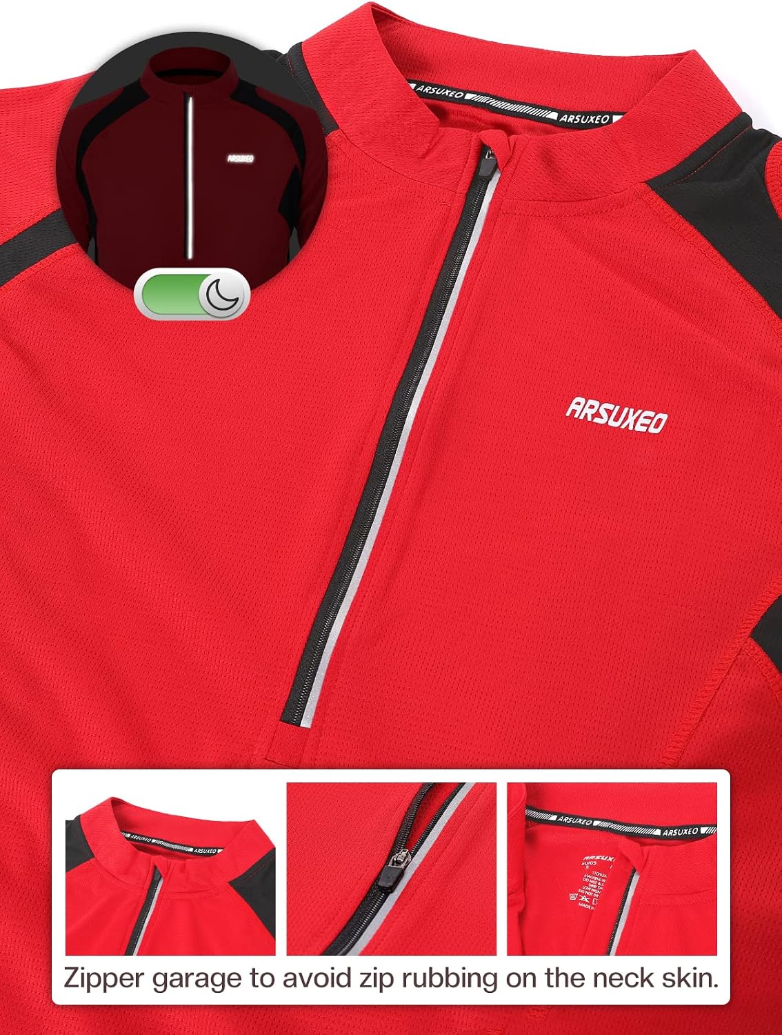 ARSUXEO Men's Half Zipper Cycling Jerseys Long Sleeves Mountain Bike Shirts 6031