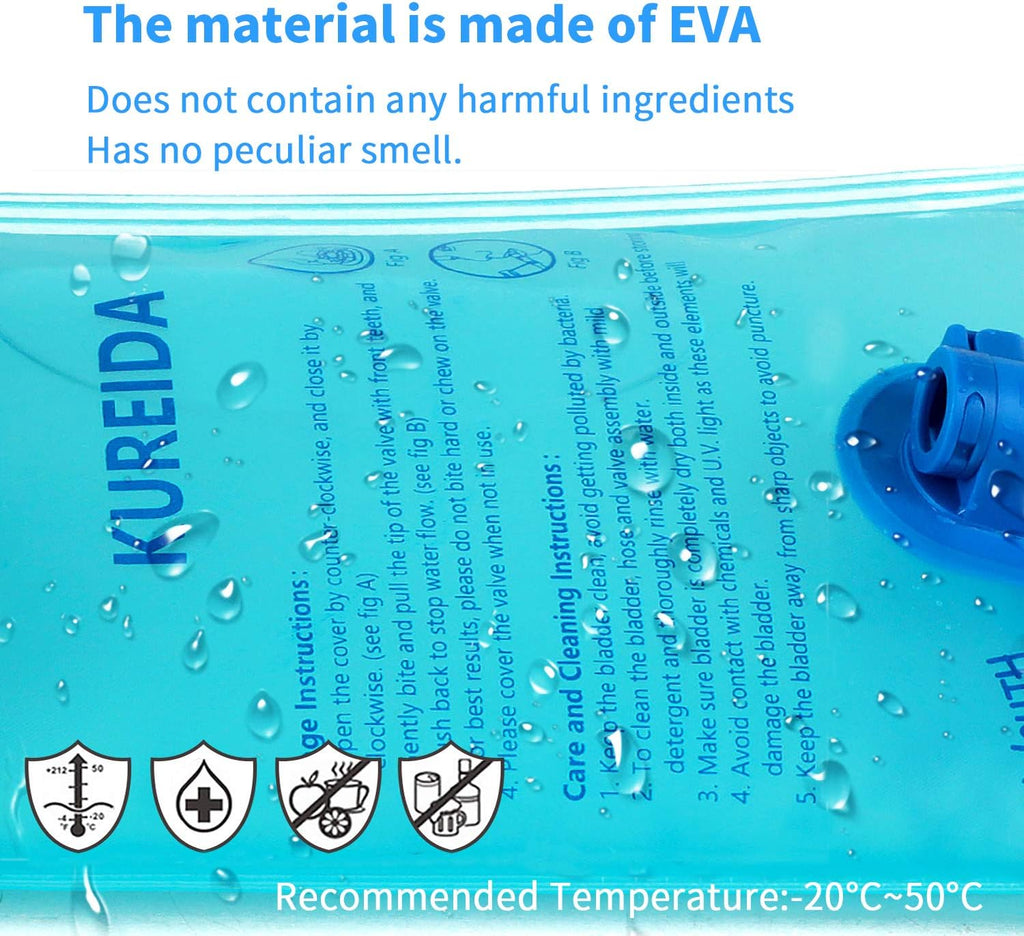 KUREIDA Hydration Bladder 2L-3L,Leak Proof Water Reservoir,BPA Free,Wide Opening, Military Water Bladder Combined with Hydration Backpacks for Biking Hiking Running Camping Climbing.