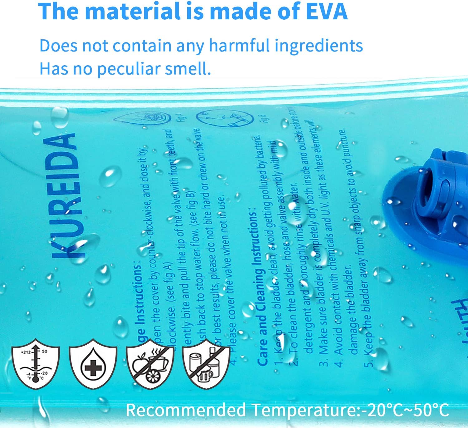 KUREIDA Hydration Bladder 2L-3L,Leak Proof Water Reservoir,BPA Free,Wide Opening, Military Water Bladder Combined with Hydration Backpacks for Biking Hiking Running Camping Climbing.