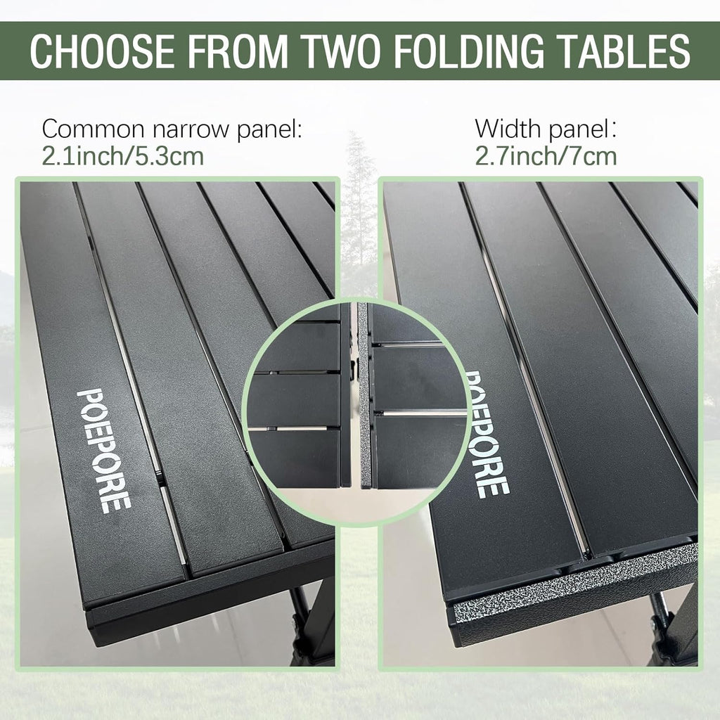 Large Folding Camping Table Aluminum with Storage for 4-6 People 55"X27.5" Roll Up Tall Outdoor Portable Table Lightweight with Carry Bag for Picnic BBQ Backyard Beach