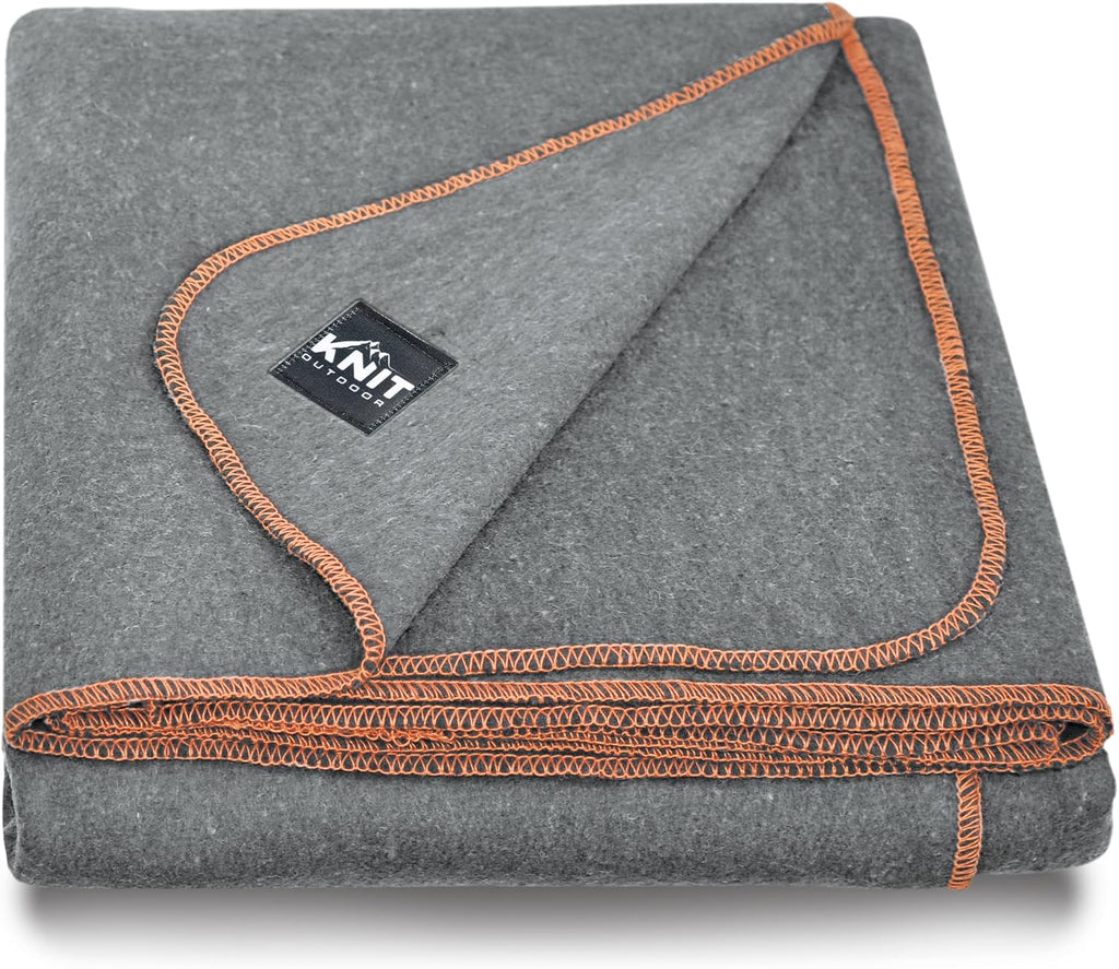 Large Military Wool Blanket - Warm & Thick Emergency Survival Blanket Great for Camping, Outdoors, Sports Events, Picnics, 4.5 lbs, 64" x 88" (Gray)
