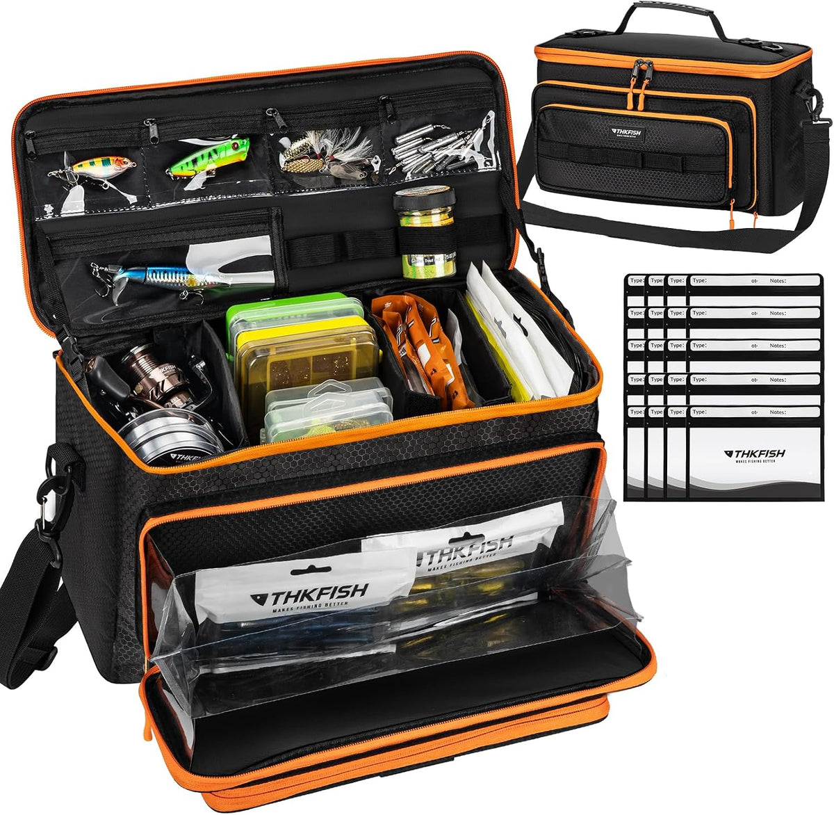 THKFISH Fishing Bag for Soft Plastic Bait Storage With 20PCS Bait Bags