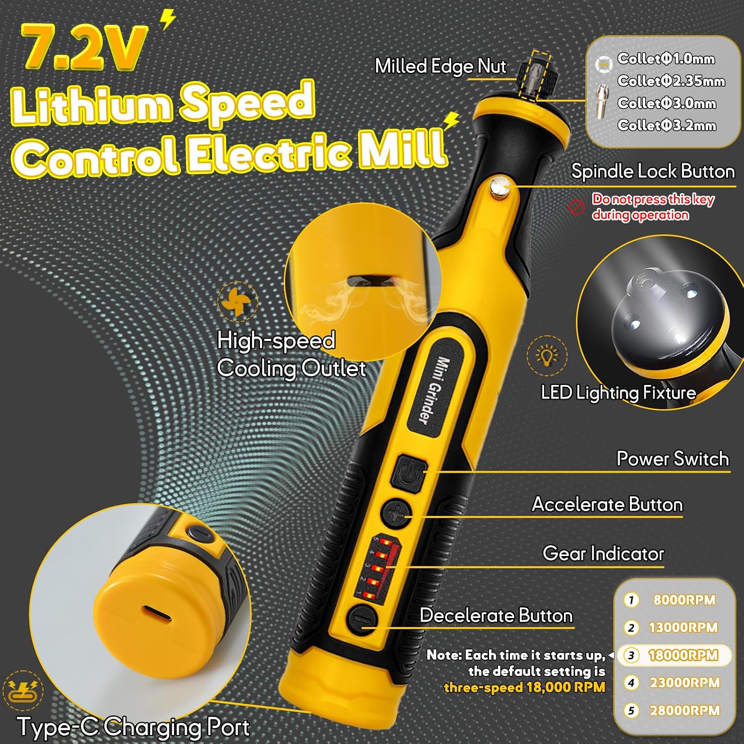 7.2V Mini Cordless Rotary Tool, 59 Attachments for DIY Crafts