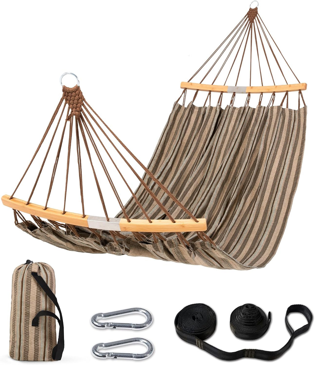 SUNCREAT Hammocks Double Hammock with Curved Spreader Bar, Blue