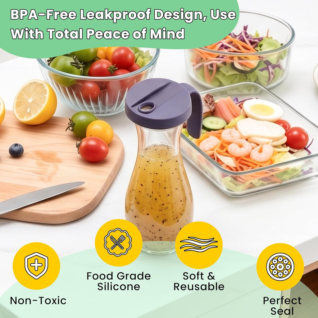 Replacement Lids for Good Seasons Cruet, Silicone Lid for Italian Dressing Mix Cruet Bottle, Leak-proof Seal, Food-Grade Cover, Dishwasher Safe (Bottle Not Included, 4-Pack 2 Colors)