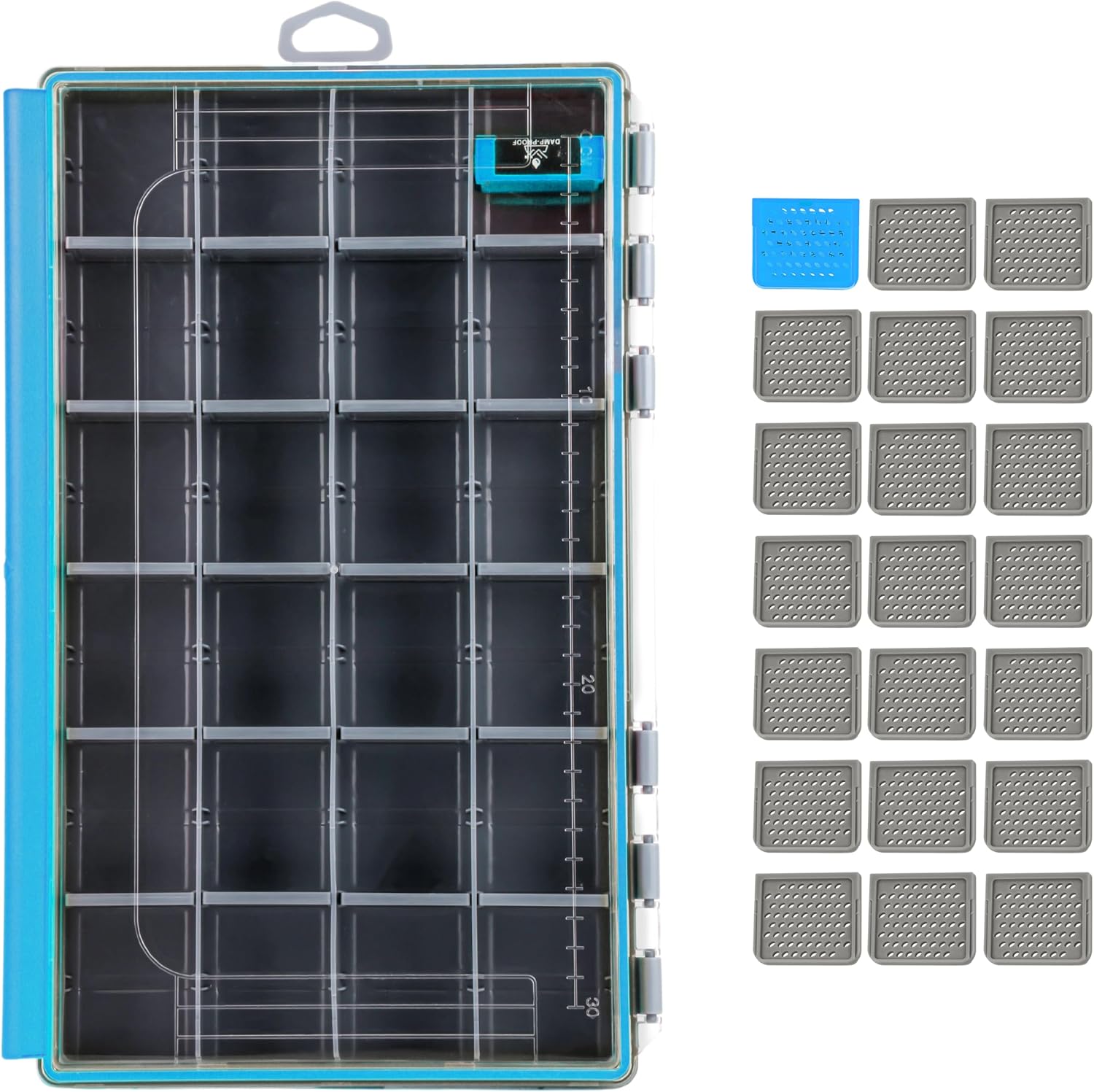 RUNCL Fishing Tackle Box - 360° Waterproof Tackle Trays, 3700 Fishing Tackle Box Organizer with Adjustable Dividers for Jigs Lures, Blue, 1 Pack