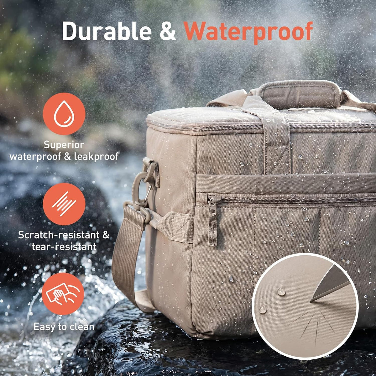 TOURIT Puffer Insulated Cooler Bag 48 Cans/32L, Waterproof Beach Cooler
