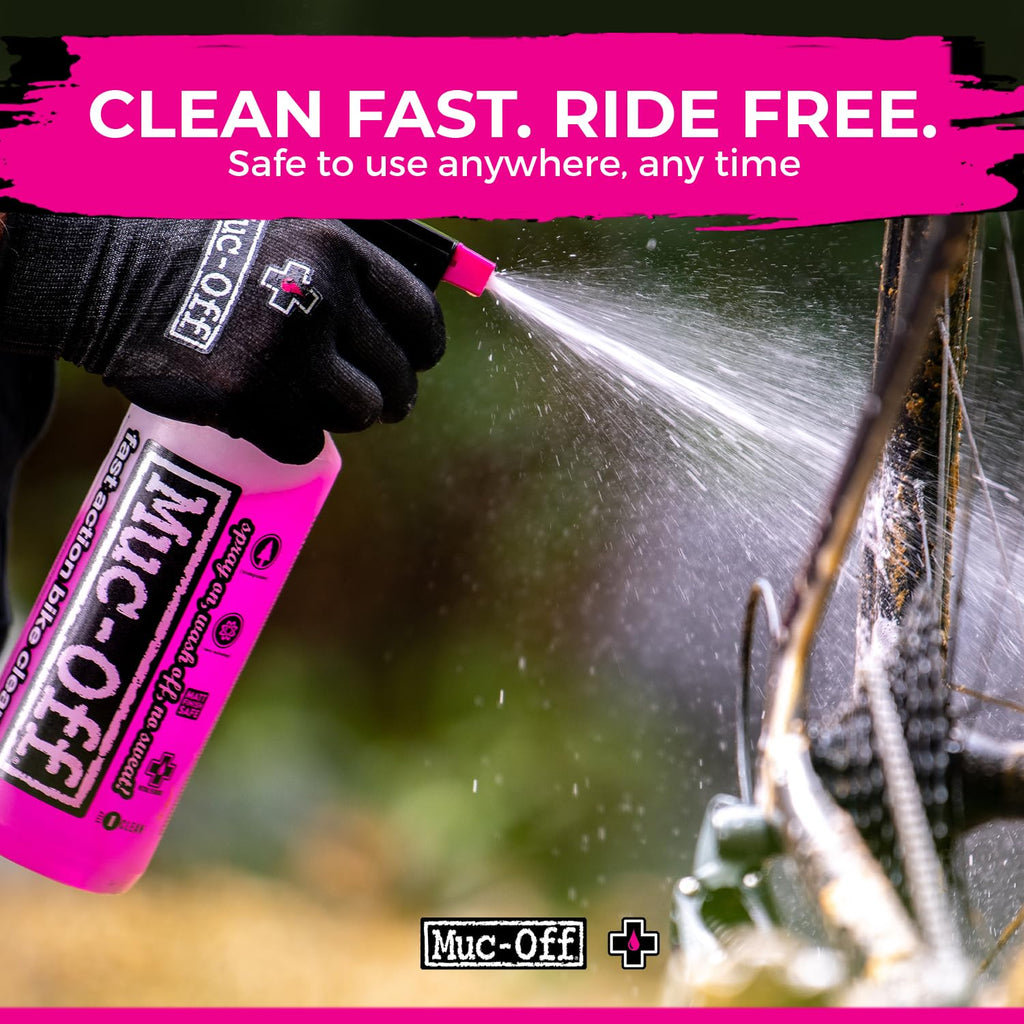 Muc-Off Nano Tech Bike Cleaner 1 Liter & Bio Dry Chain Lube 120ml Bundle with Microfiber Towel | Ultimate Bike Cleaning & Lubrication Kit | Safe on All Surfaces | Wax-Based Lube for Dry Conditions
