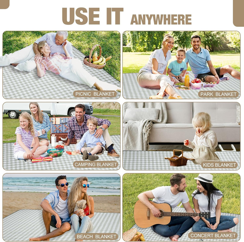G GOOD GAIN Picnic Blankets Outdoor Extra Large 80"x80", Green