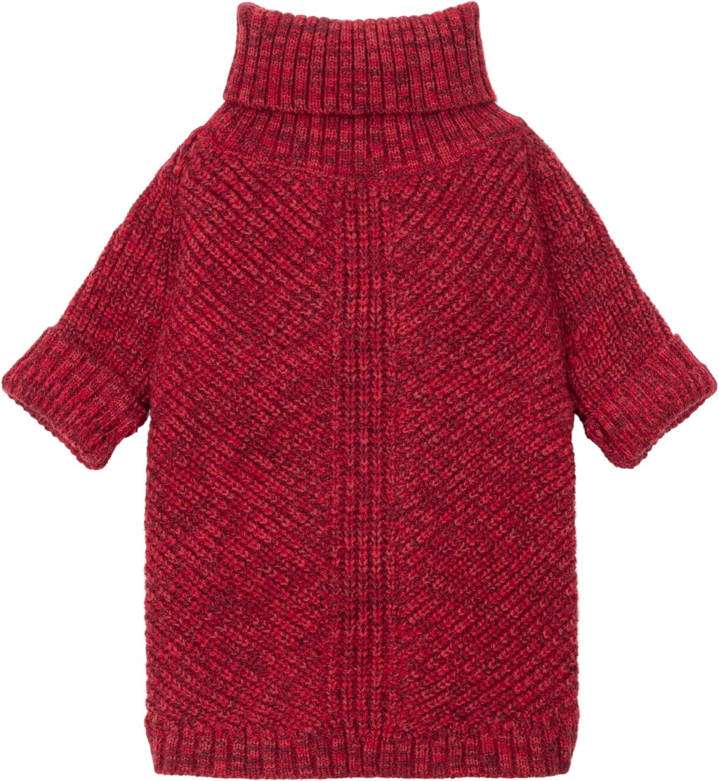 Fitwarm Knitted Turtleneck Dog Sweater, Thermal Dog Winter Clothes for Small Dogs Boy Girl, Holiday Pet Outfit, Heather Dark Red, Medium