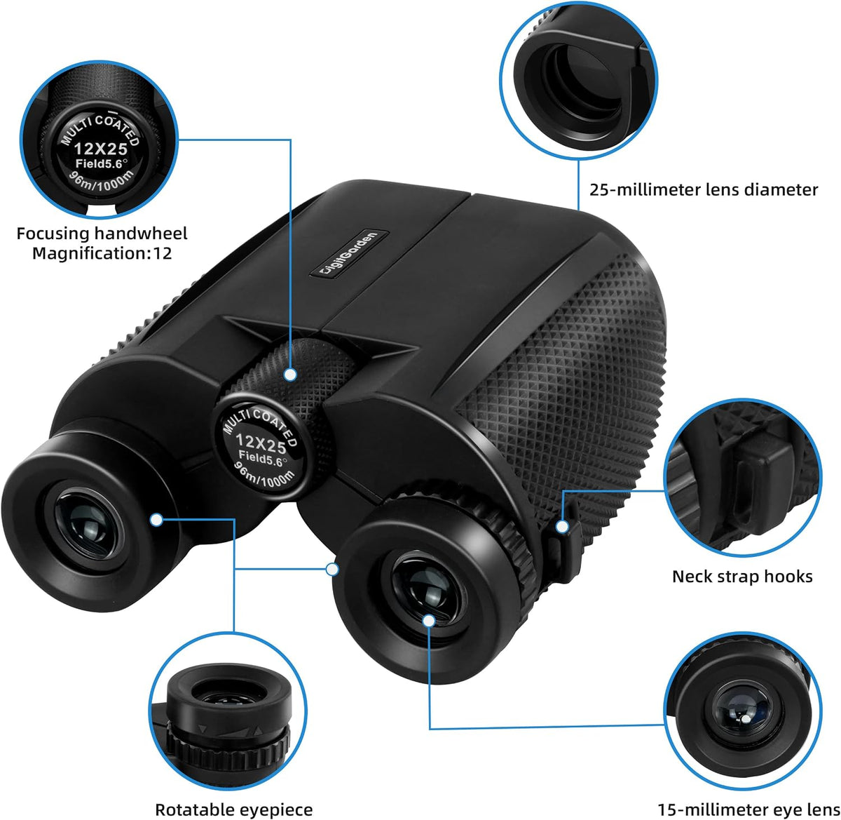 Binoculars for Adults and Kids, 12x25 Compact Binoculars for Bird Watching