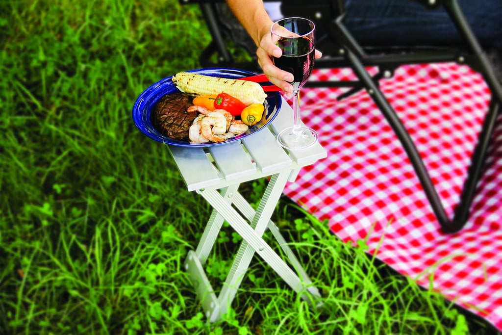 Camco Aluminum Fold-Away Outdoor Side Table for Campsites, Small, 51890