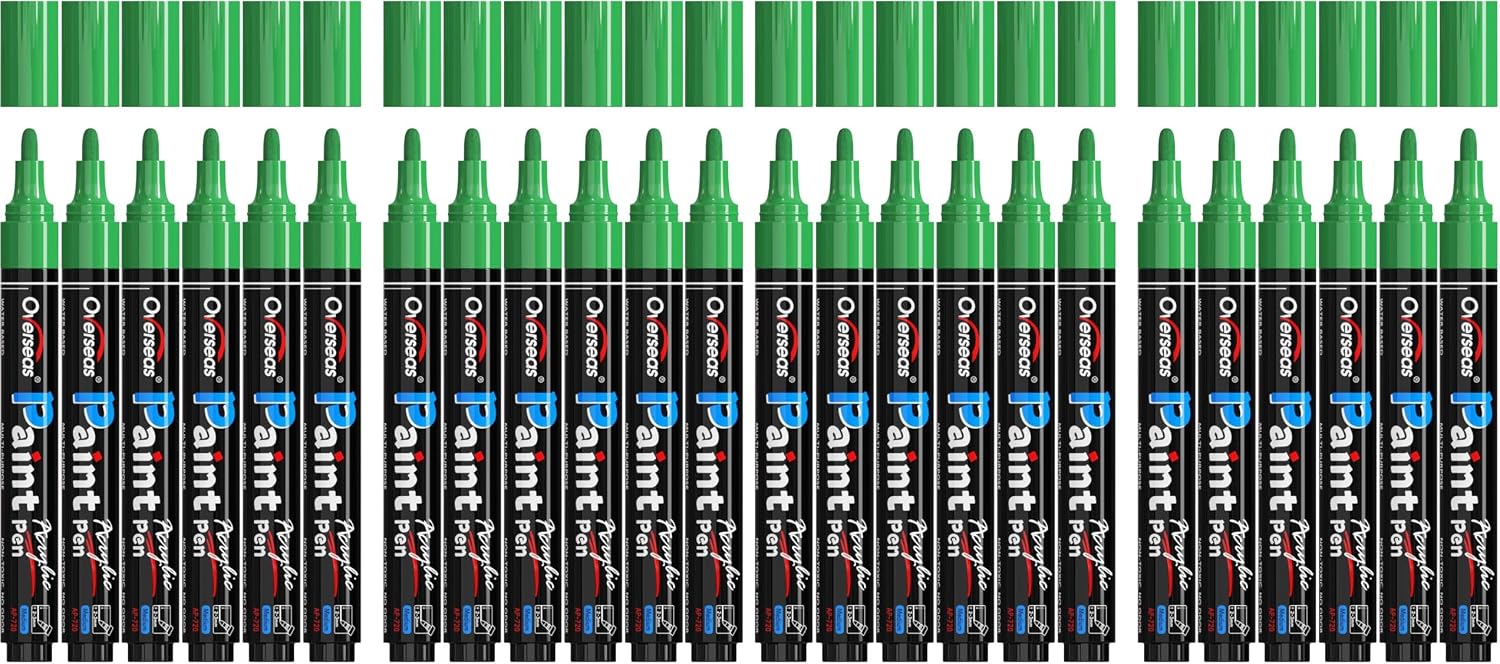 Overseas 12 Pack Black Acrylic Paint Pens Permanent Markers, Medium Tip