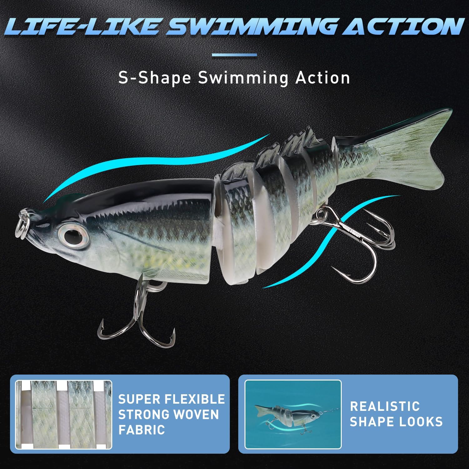 GOTOUR Jointed Swimbaits, Easy Catch Fishing Lures for Bass Trout Crappie