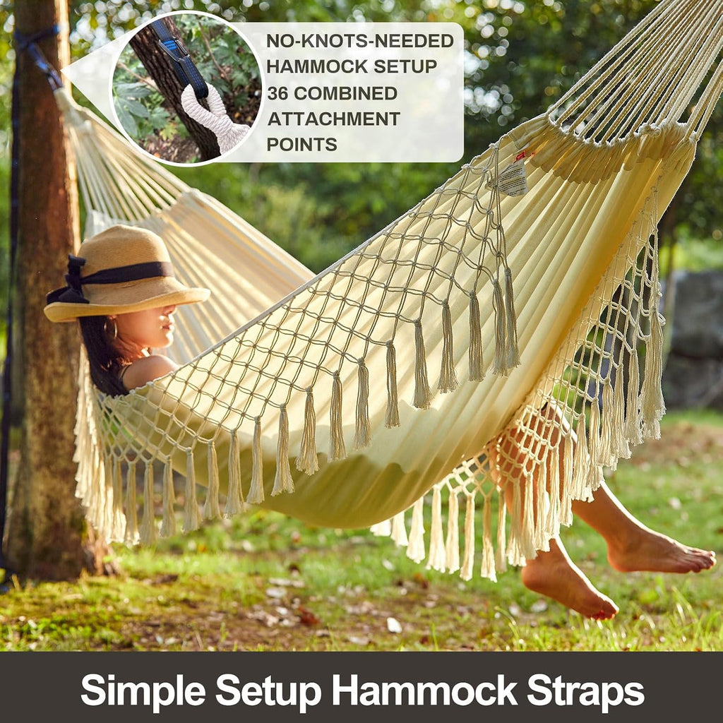Brazilian Double Hammock with Tree Straps, Extra Large, 450 lbs Capacity