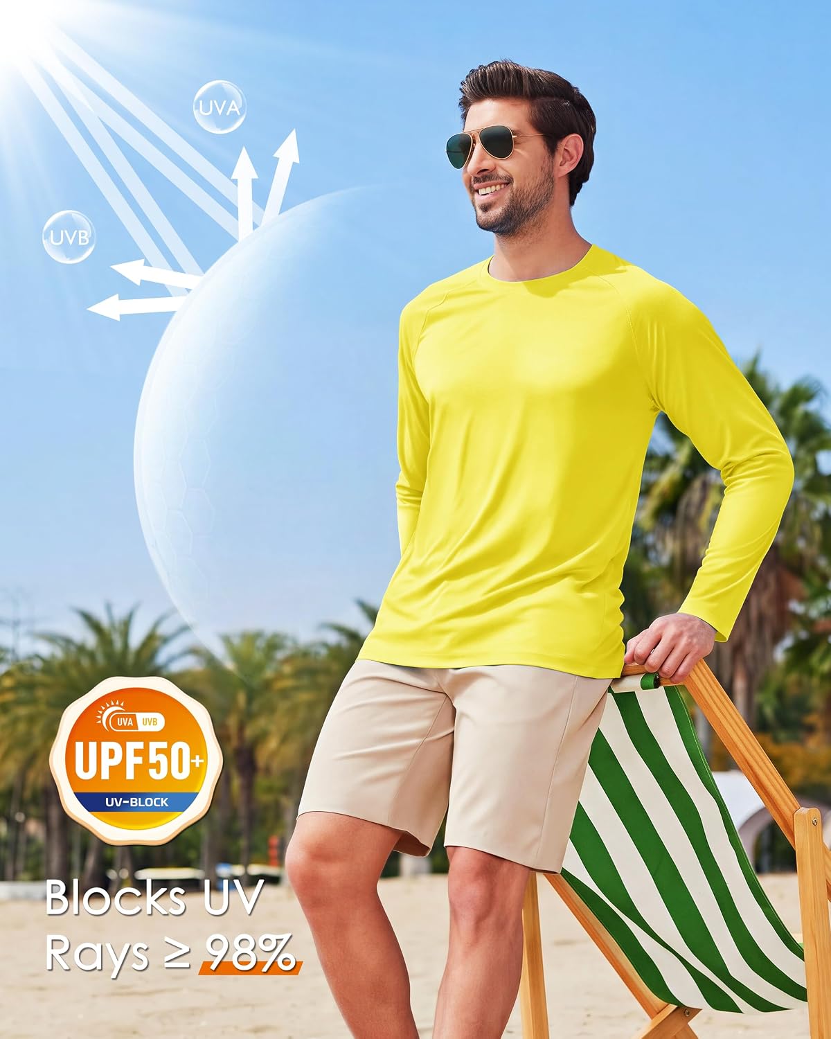 Boladeci Men's UPF 50+ Sun Protection UV SPF Shirts Long Sleeve Lightweight Quick Dry Swim T-Shirts Rash Guard