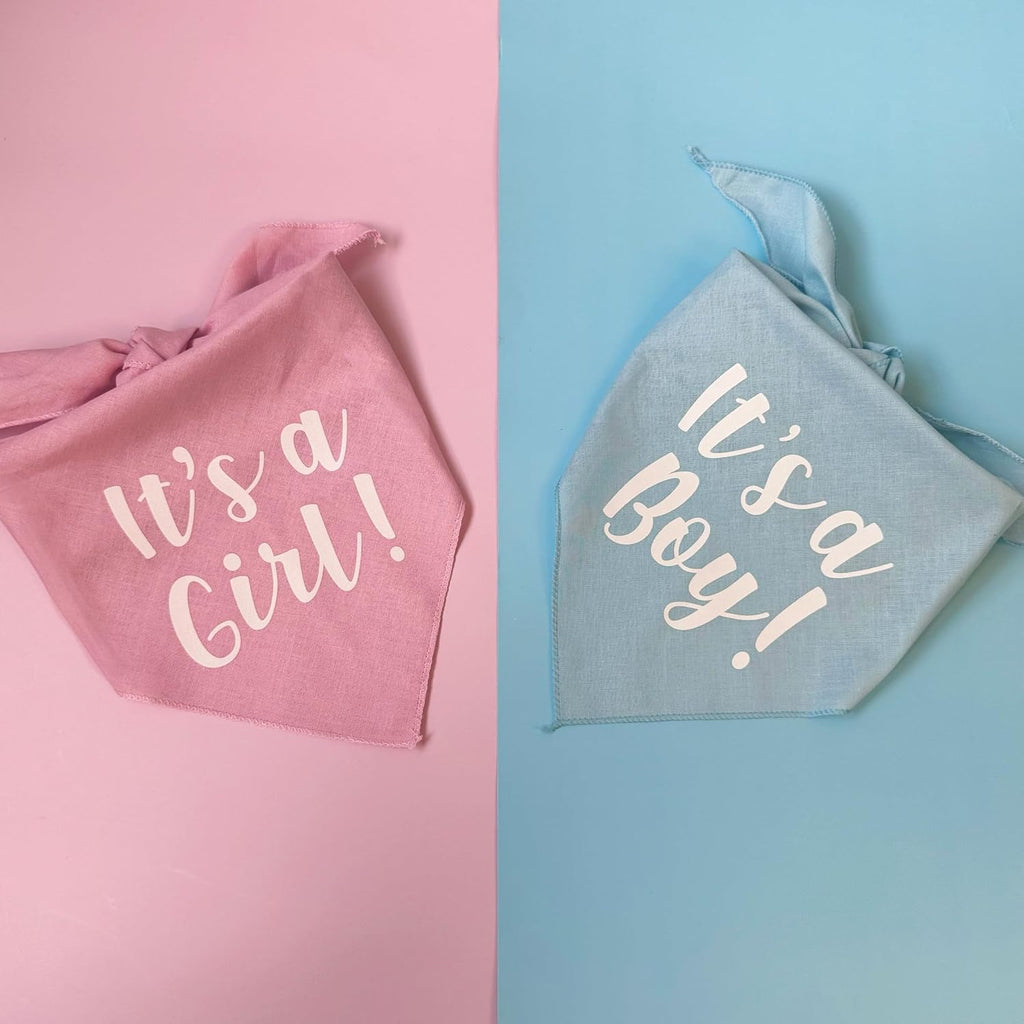 It's A Boy & It's A Girl Dog Bandana Set | Gender Reveal | Baby Announcement Photoshoot Prop | Baby Pink & Baby Blue | Pack of 2 | One Size (57) GB