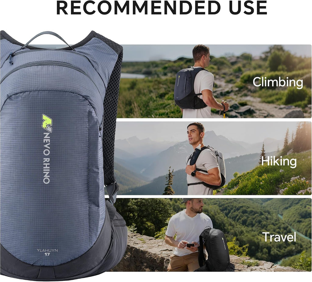 N NEVO RHINO 17L Hydration Backpack, Water Backpack with 500ml Soft Flask
