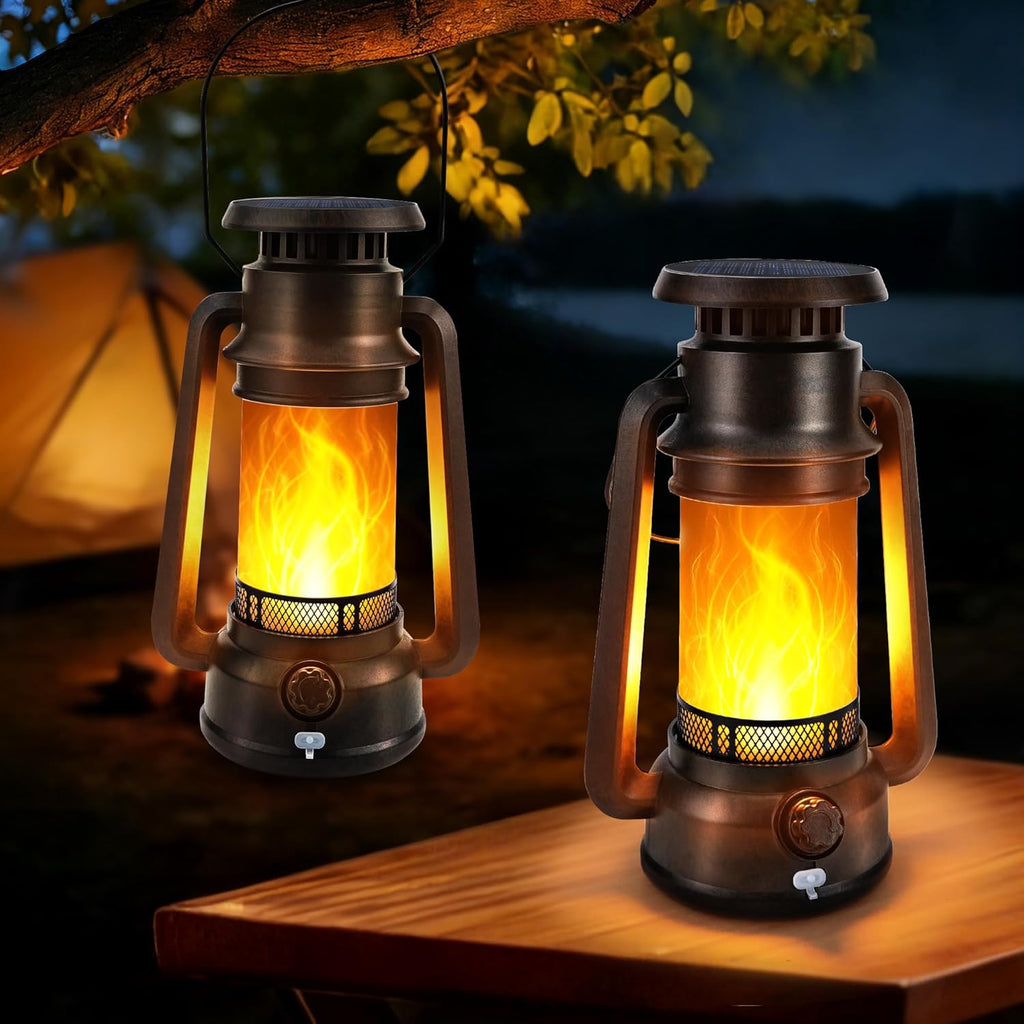 Toodour Solar Lantern Outdoor Lights, 2 Pack Vintage Solar Camping Lantern