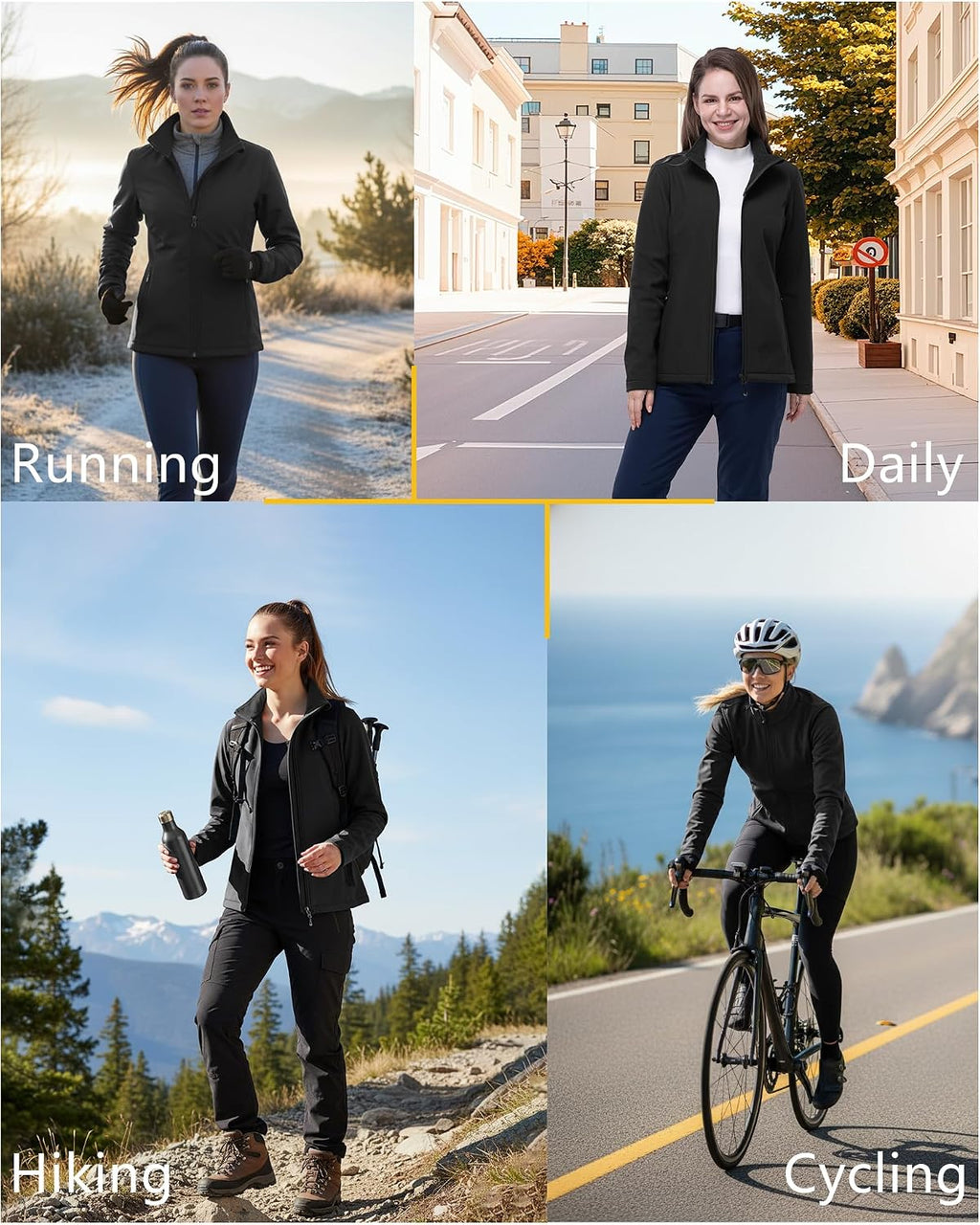33,000ft Women's Waterproof Softshell Jacket Lightweight Fleece Lined Coat