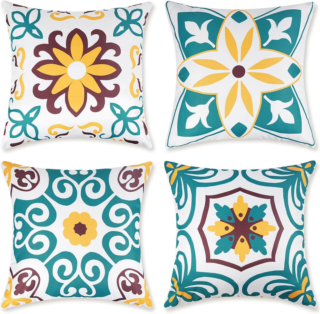 Pyonic Turquoise Outdoor Pillow Covers 18x18 inch Set of 4