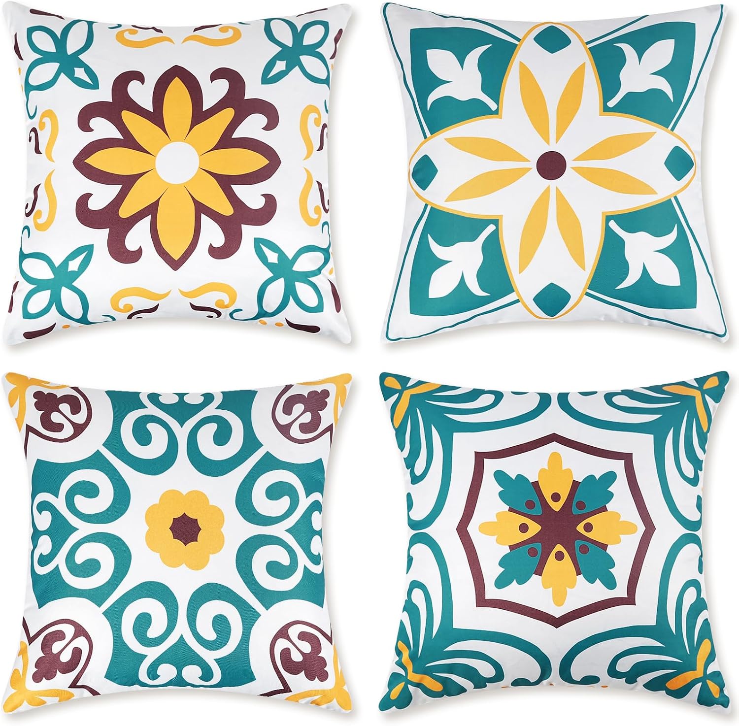 Pyonic Turquoise Outdoor Pillow Covers 18x18 inch Set of 4
