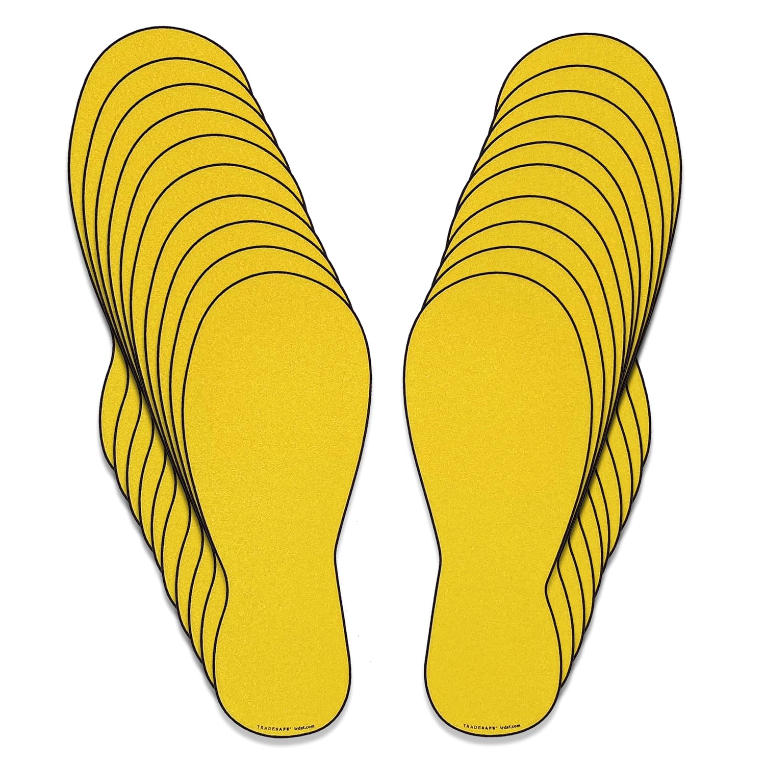 TRADESAFE Footprint Cutouts Anti-Slip Floor Stickers - 10 Pairs Foot Placement Stickers, Peel and Stick Adhesive Vinyl Foot Print Decals, ANSI-Compliant, 10 Inches Size