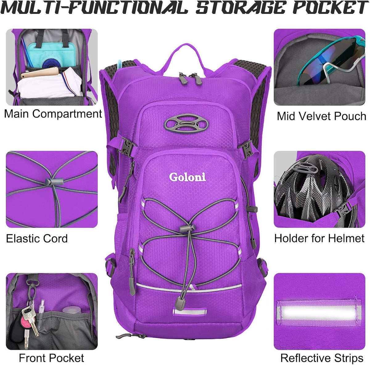 Hydration Backpack,Lightweight Hiking Backpack with 2L Water Bladder,Water Backpack for Biking, Running, Festival