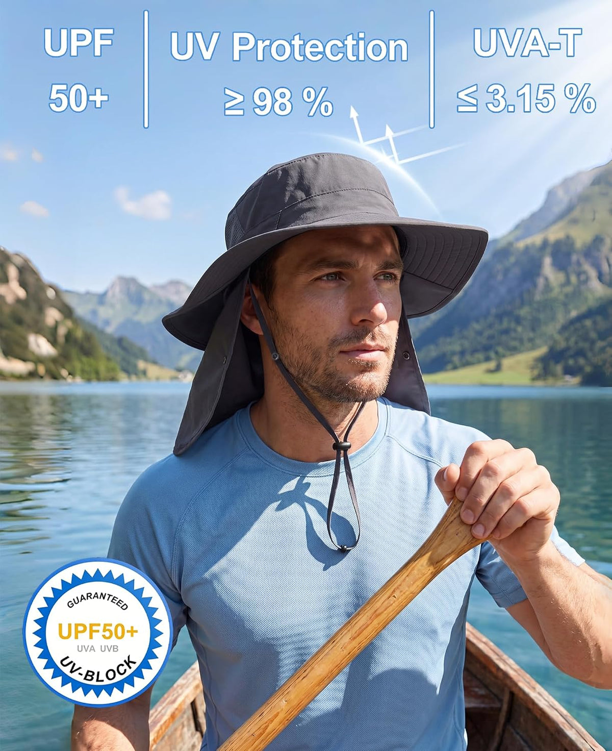 Home Prefer UPF 50+ Wide Brim Sun Hats with Neck Flap Sun Protection Hat for Men Women Gardening Fishing Summer Bucket Hat